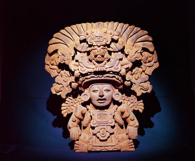 Urna che rappresenta un dio del mais, stile Monte Alban III da Zapotec